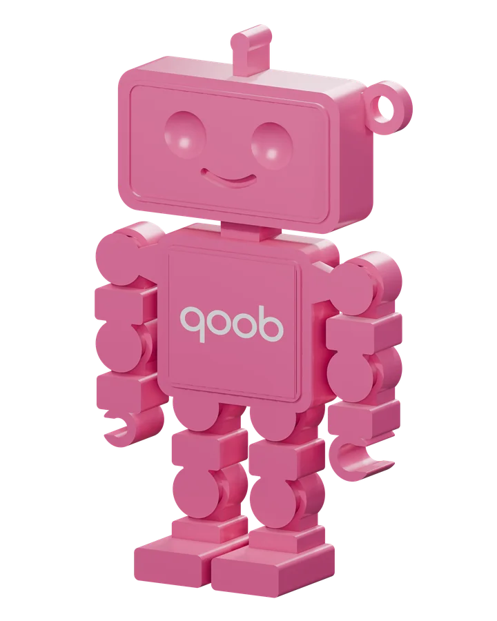 Qooboid in Candy Pink, angled view