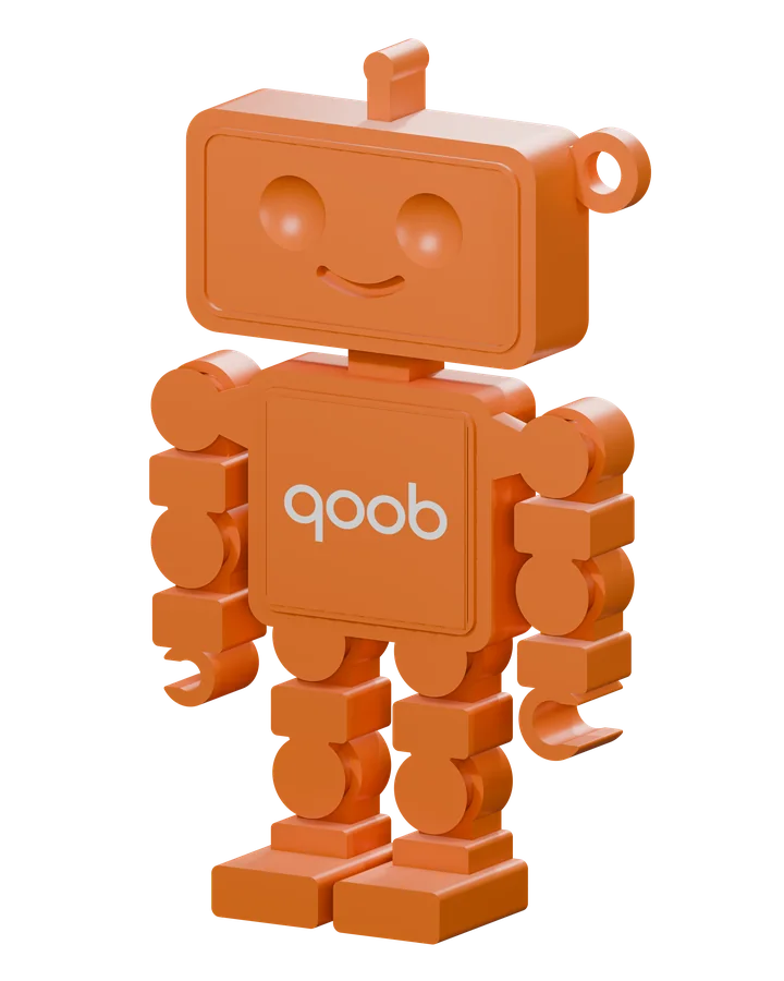 Qooboid in Tangerine Orange, angled view