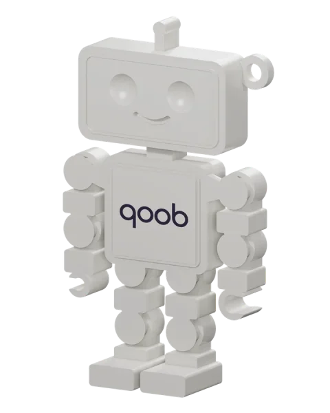 Qooboid in Pearl White, angled view