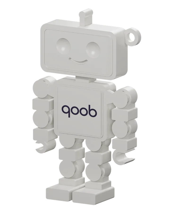 Qooboid in Pearl White, angled view